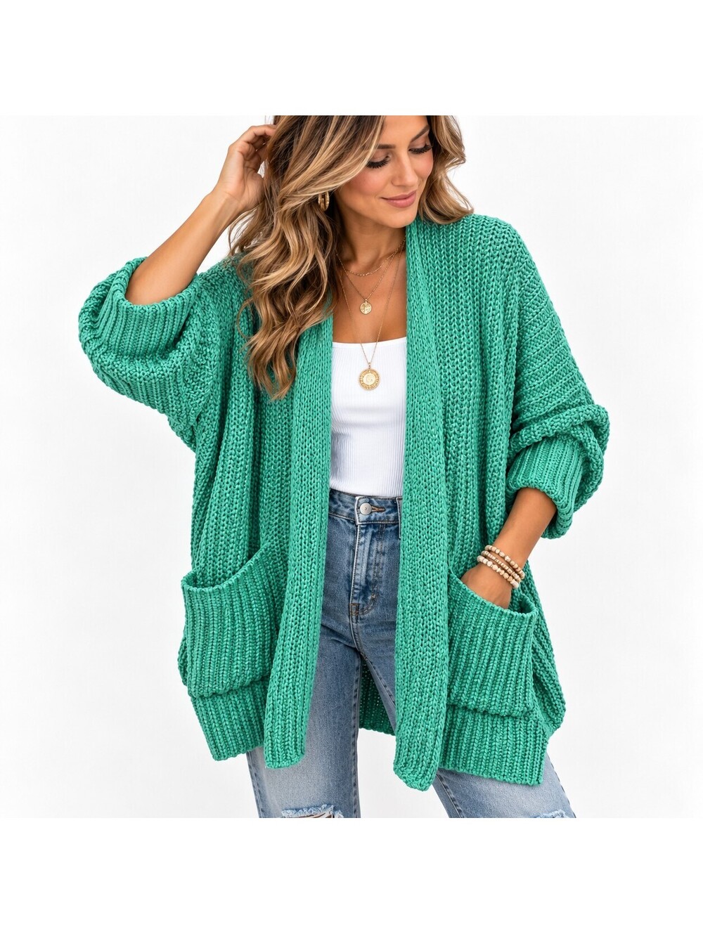 POL Women's Size Large Cable Knit Cardigan